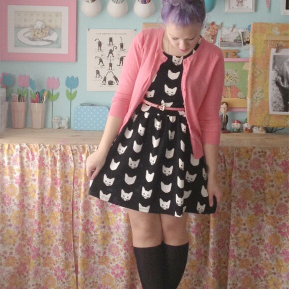 ❌SOLD❌ Cat Lover Skater Dress - Picture 1 of 9